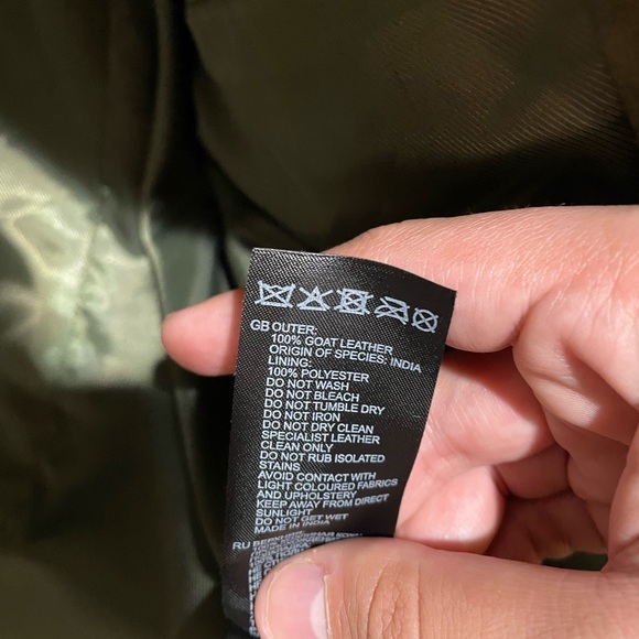 Reiss olive green suede leather jacket in size medium - Picture 3 of 3